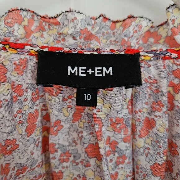 ME+EM Floral Peasant Blouse with Flutter Sleeves Size 10 - Picture 3 of 10